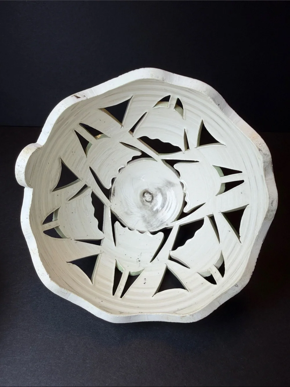Vintage David W. Nelson Ceramic Tulip Cutout Luminary